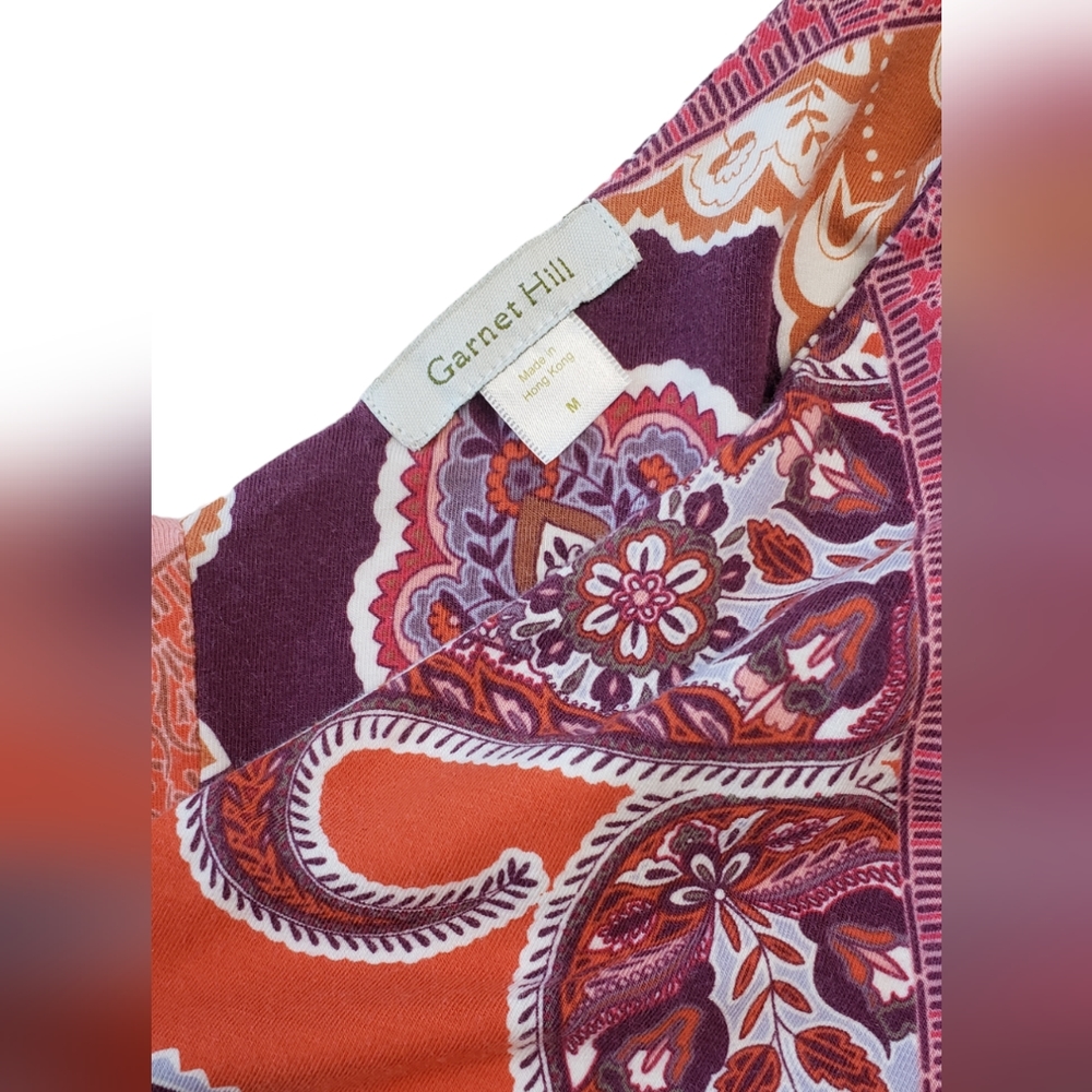 Garnet Hill Boho Paisley Maxi Dress Surplice Neck Scarf Print Sz M Festival - Picture 6 of 9